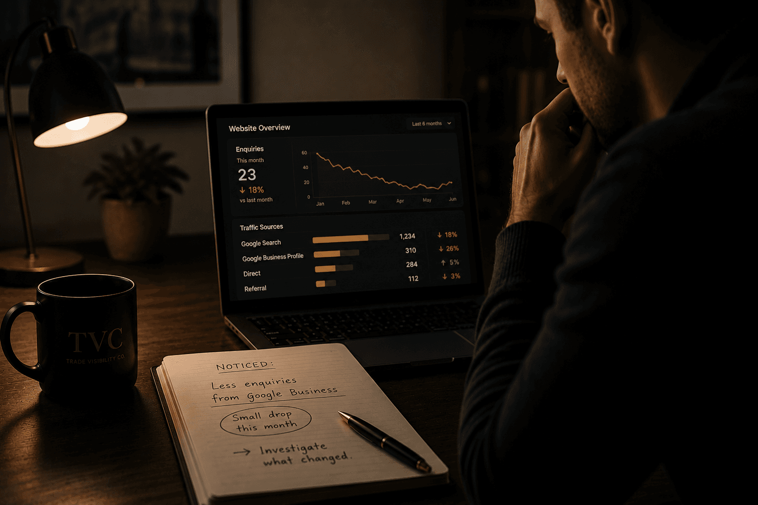 Workspace showing subtle enquiry decline analysis